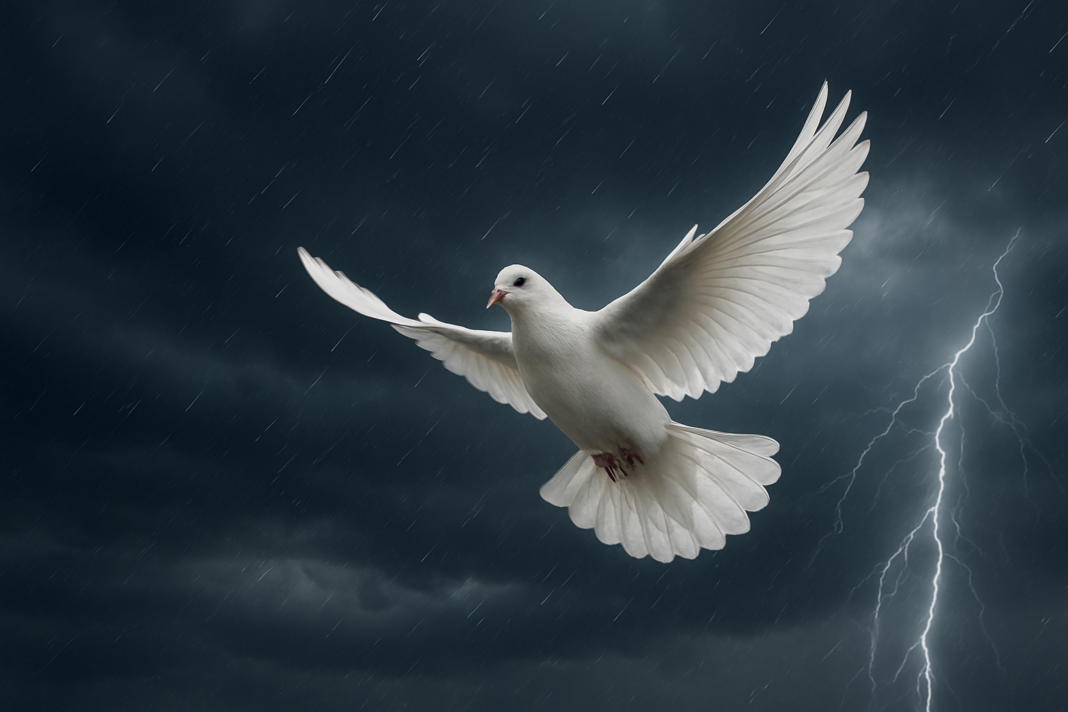 Soaring Dove Against Stormy Skies
