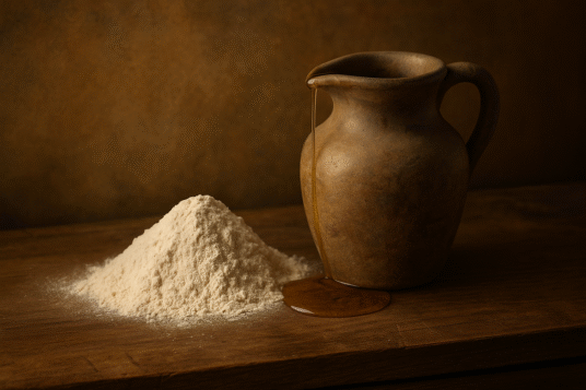 Rustic Jar and Flour Mound